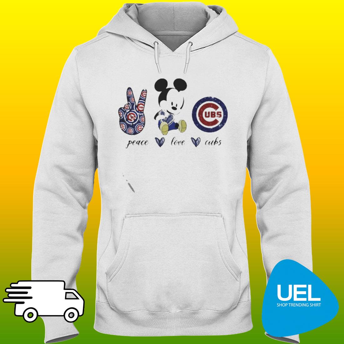 Mickey mouse peace love Chicago Cubs shirt