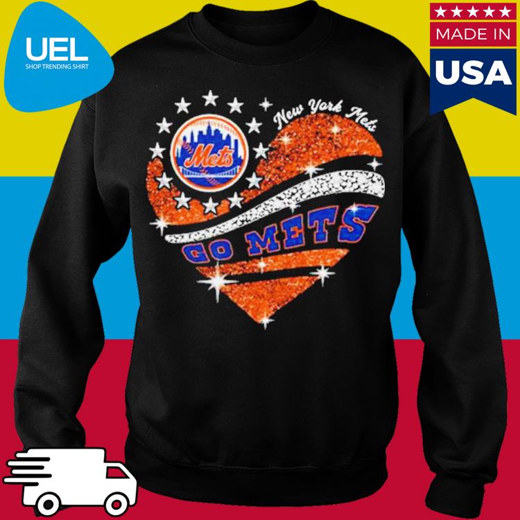 Official go mets baseball orange glitter heart shirt, hoodie, sweatshirt  for men and women
