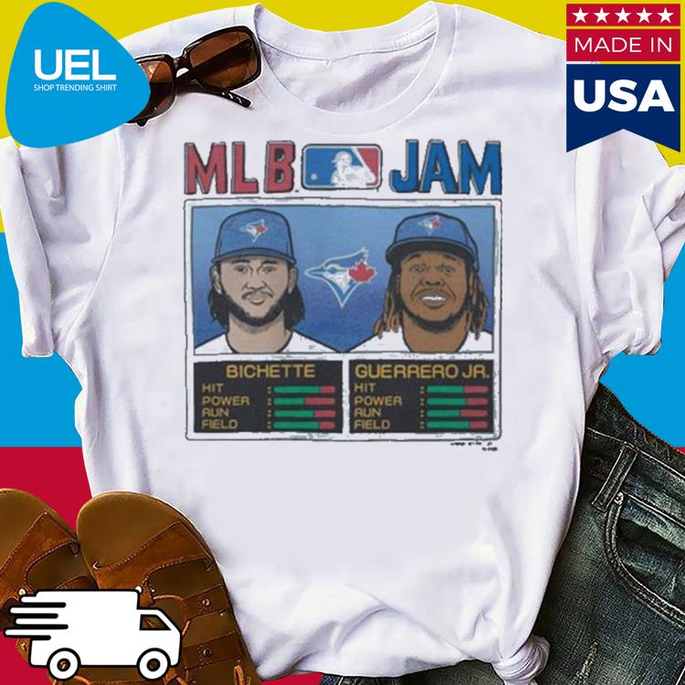 Mlb jam toronto blue jays bichette and guerrero jr retro shirt