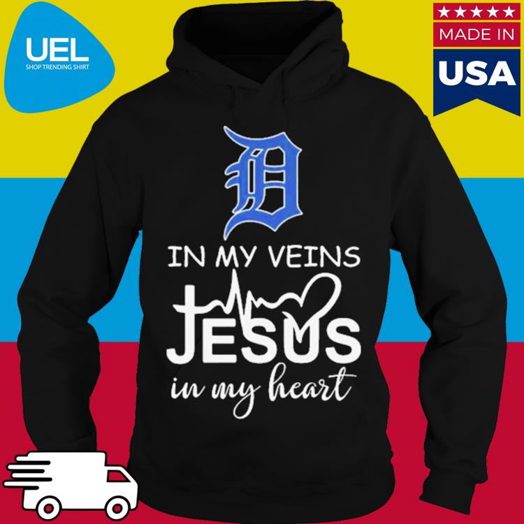 Detroit Tigers Logo 2023 In My Veins Jesus In My Heart Shirt - Peanutstee