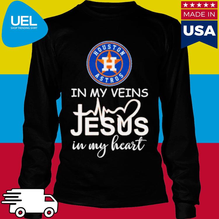 Houston Astros Logo 2023 In My Veins Jesus In My Heart Shirt