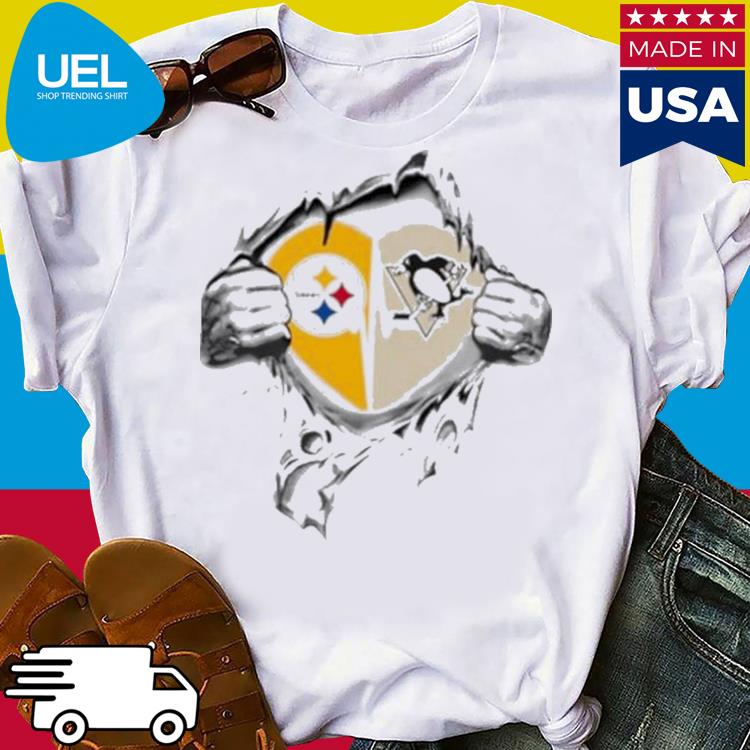 Official blood inside me pittsburgh steelers and pittsburgh penguins 2023  shirt, hoodie, tank top, sweater and long sleeve t-shirt
