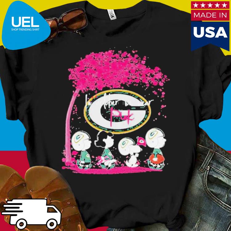 Peanuts Characters Green Bay Packers In October We Wear Pink Shirt