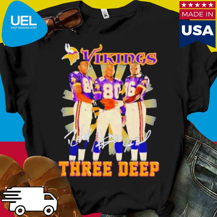 Triple Threat Jake Reed Cris Carter And Randy Moss Minnesota Vikings  Signatures Shirt - Limotees