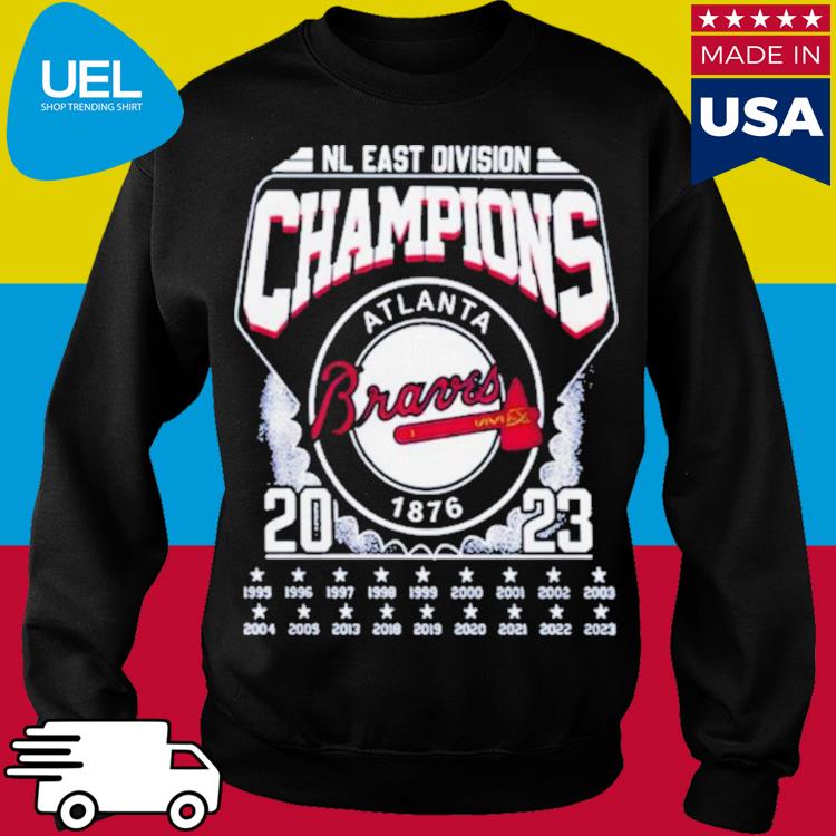 Official Nl east Division champions atlanta braves 2023 1995-2023 T-shirt,  hoodie, tank top, sweater and long sleeve t-shirt