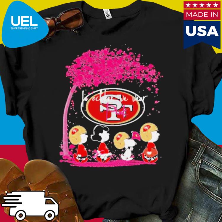 San Francisco 49Ers Peanut Characters In October We Wear Pink 2023 Shirt -  Peanutstee