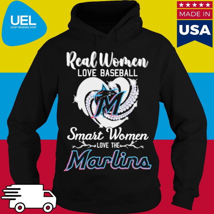 Real Women Love Baseball Smart Women Love The Miami Marlins Diamond Heart T- Shirts, hoodie, sweater, long sleeve and tank top