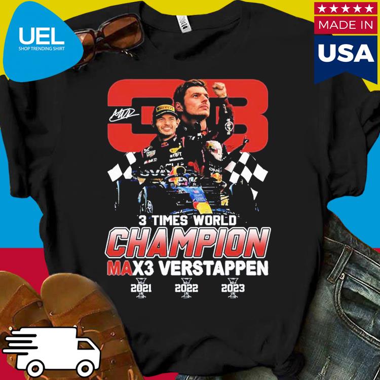 3 Times World Champion Max Verstappen Red Bull Racing Shirt, Cap - Tagotee