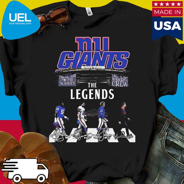 New York Giants Thank You For The Memories Big Blue Wrecking Crew The  Legends Abbey Road Signatures shirt, hoodie, sweater, long sleeve and tank  top