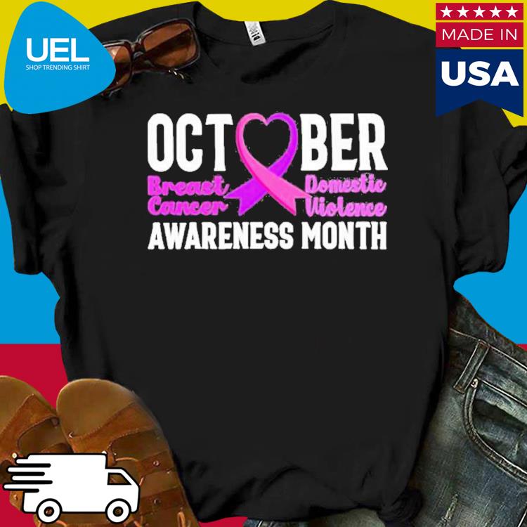 FREE shipping October Domestic Violence Breast Cancer Awareness Month Shirt,  Unisex tee, hoodie, sweater, v-neck and tank top