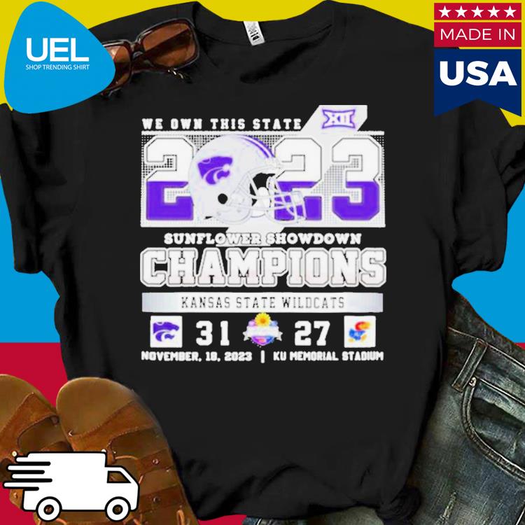 Kansas state wildcats 31 27 Kansas jayhawks 2023 sunflower showdown champions final score shirt
